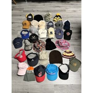 Vintage Hat Lot - Lot Of 33 Hats - Snapbacks, Beanies, Visors & Bucket Hats